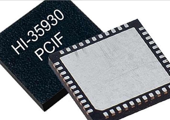 Foto Circuito integrado de protocolo ARINC 429 con protección contra rayos.